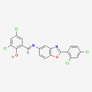 2,4-dichloro-6-[(E)-{[2-(2,4-dichlorophenyl)-1,3-benzoxazol-5-yl]imino}methyl]phenol