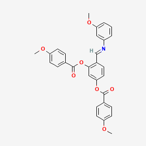 molecular formula C30H25NO7 B11557239 4-{(E)-[(3-methoxyphenyl)imino]methyl}benzene-1,3-diyl bis(4-methoxybenzoate) 