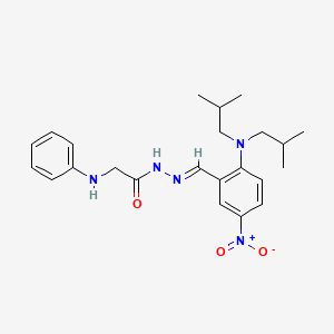 molecular formula C23H31N5O3 B11557259 N'-[(E)-{2-[Bis(2-methylpropyl)amino]-5-nitrophenyl}methylidene]-2-(phenylamino)acetohydrazide 