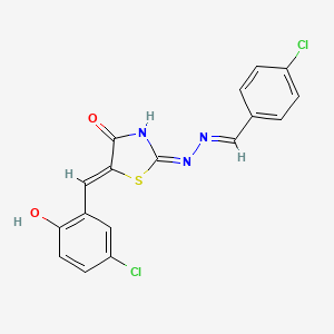 (2E,5Z)-2-[(2E)-(4-chlorobenzylidene)hydrazinylidene]-5-(5-chloro-2-hydroxybenzylidene)-1,3-thiazolidin-4-one