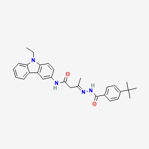 (3E)-3-{2-[(4-tert-butylphenyl)carbonyl]hydrazinylidene}-N-(9-ethyl-9H-carbazol-3-yl)butanamide