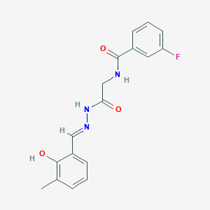 molecular formula C17H16FN3O3 B11557332 3-Fluoro-N-({N'-[(E)-(2-hydroxy-3-methylphenyl)methylidene]hydrazinecarbonyl}methyl)benzamide 