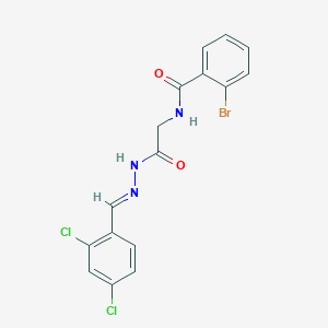 molecular formula C16H12BrCl2N3O2 B11557348 2-Bromo-N-({N'-[(E)-(2,4-dichlorophenyl)methylidene]hydrazinecarbonyl}methyl)benzamide 