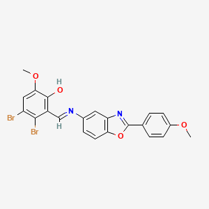 3,4-dibromo-6-methoxy-2-[(E)-{[2-(4-methoxyphenyl)-1,3-benzoxazol-5-yl]imino}methyl]phenol