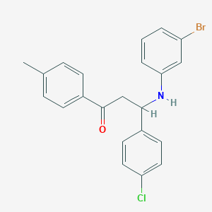 molecular formula C22H19BrClNO B11557351 3-[(3-Bromophenyl)amino]-3-(4-chlorophenyl)-1-(4-methylphenyl)propan-1-one 