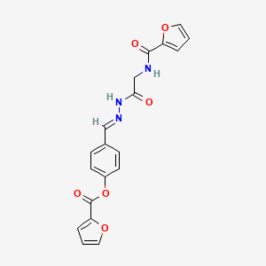 molecular formula C19H15N3O6 B11557356 4-[(E)-({2-[(Furan-2-YL)formamido]acetamido}imino)methyl]phenyl furan-2-carboxylate 