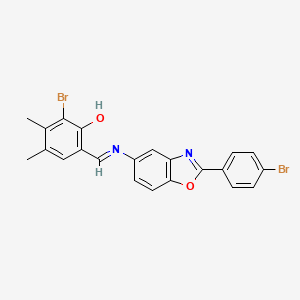 molecular formula C22H16Br2N2O2 B11557363 2-bromo-6-[(E)-{[2-(4-bromophenyl)-1,3-benzoxazol-5-yl]imino}methyl]-3,4-dimethylphenol 