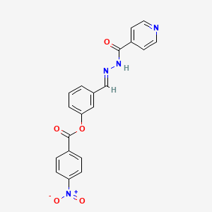 molecular formula C20H14N4O5 B11557417 3-{(E)-[2-(pyridin-4-ylcarbonyl)hydrazinylidene]methyl}phenyl 4-nitrobenzoate 