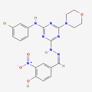 4-[(Z)-(2-{4-[(3-bromophenyl)amino]-6-(morpholin-4-yl)-1,3,5-triazin-2-yl}hydrazinylidene)methyl]-2-nitrophenol