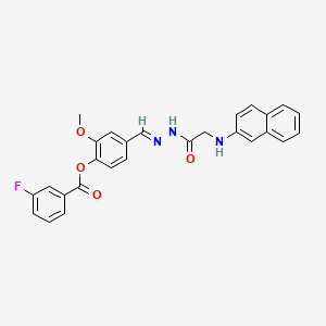 2-Methoxy-4-[(E)-({2-[(naphthalen-2-YL)amino]acetamido}imino)methyl]phenyl 3-fluorobenzoate