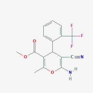 methyl 6-amino-5-cyano-2-methyl-4-[2-(trifluoromethyl)phenyl]-4H-pyran-3-carboxylate