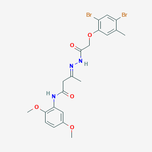 molecular formula C21H23Br2N3O5 B11557490 (3E)-3-{2-[(2,4-dibromo-5-methylphenoxy)acetyl]hydrazinylidene}-N-(2,5-dimethoxyphenyl)butanamide 