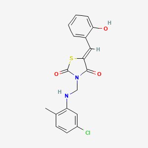 molecular formula C18H15ClN2O3S B11557492 (5Z)-3-{[(5-Chloro-2-methylphenyl)amino]methyl}-5-[(2-hydroxyphenyl)methylidene]-1,3-thiazolidine-2,4-dione 