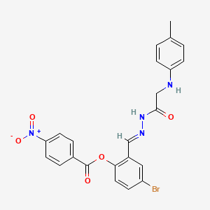 molecular formula C23H19BrN4O5 B11557505 4-Bromo-2-[(E)-({2-[(4-methylphenyl)amino]acetamido}imino)methyl]phenyl 4-nitrobenzoate 