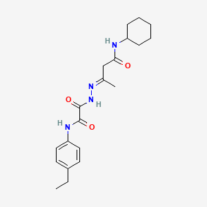 molecular formula C20H28N4O3 B11557558 (3E)-N-cyclohexyl-3-(2-{[(4-ethylphenyl)amino](oxo)acetyl}hydrazinylidene)butanamide 