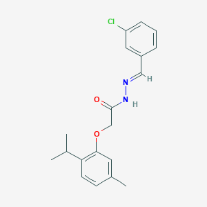 molecular formula C19H21ClN2O2 B11557576 N'-[(E)-(3-chlorophenyl)methylidene]-2-[5-methyl-2-(propan-2-yl)phenoxy]acetohydrazide 