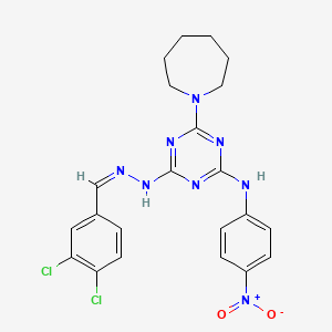 4-(azepan-1-yl)-6-[(2Z)-2-(3,4-dichlorobenzylidene)hydrazinyl]-N-(4-nitrophenyl)-1,3,5-triazin-2-amine