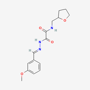 molecular formula C15H19N3O4 B11557611 2-[(2E)-2-(3-methoxybenzylidene)hydrazinyl]-2-oxo-N-(tetrahydrofuran-2-ylmethyl)acetamide 