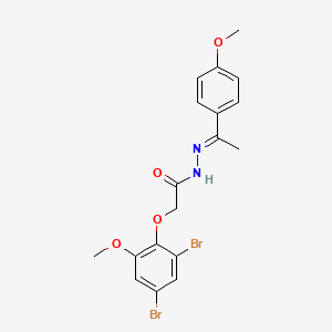 molecular formula C18H18Br2N2O4 B11557613 2-(2,4-dibromo-6-methoxyphenoxy)-N'-[(1E)-1-(4-methoxyphenyl)ethylidene]acetohydrazide 