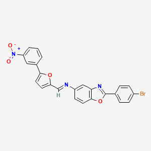 molecular formula C24H14BrN3O4 B11557616 2-(4-bromophenyl)-N-{(E)-[5-(3-nitrophenyl)furan-2-yl]methylidene}-1,3-benzoxazol-5-amine 