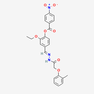 2-ethoxy-4-[(E)-{2-[(2-methylphenoxy)acetyl]hydrazinylidene}methyl]phenyl 4-nitrobenzoate