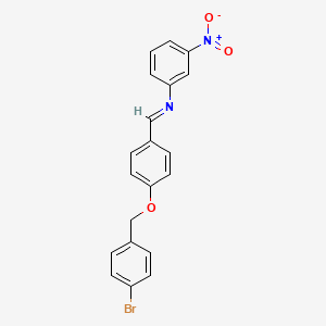 molecular formula C20H15BrN2O3 B11557644 N-[(E)-{4-[(4-bromobenzyl)oxy]phenyl}methylidene]-3-nitroaniline 