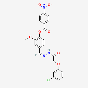 molecular formula C23H18ClN3O7 B11557650 4-[(Z)-{2-[(3-chlorophenoxy)acetyl]hydrazinylidene}methyl]-2-methoxyphenyl 4-nitrobenzoate 