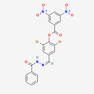 molecular formula C21H12Br2N4O7 B11557652 2,6-dibromo-4-{(Z)-[2-(phenylcarbonyl)hydrazinylidene]methyl}phenyl 3,5-dinitrobenzoate 