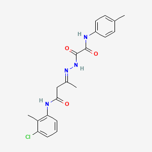 molecular formula C20H21ClN4O3 B11557656 (3E)-N-(3-chloro-2-methylphenyl)-3-(2-{[(4-methylphenyl)amino](oxo)acetyl}hydrazinylidene)butanamide 