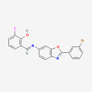 2-[(E)-{[2-(3-bromophenyl)-1,3-benzoxazol-6-yl]imino}methyl]-6-iodophenol