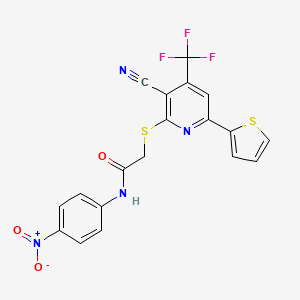 2-{[3-cyano-6-(thiophen-2-yl)-4-(trifluoromethyl)pyridin-2-yl]sulfanyl}-N-(4-nitrophenyl)acetamide