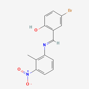 molecular formula C14H11BrN2O3 B11557671 4-Bromo-2-[(E)-[(2-methyl-3-nitrophenyl)imino]methyl]phenol 