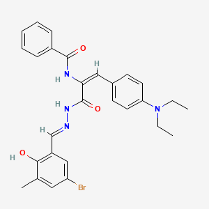 N-{(1E)-3-[(2E)-2-(5-bromo-2-hydroxy-3-methylbenzylidene)hydrazinyl]-1-[4-(diethylamino)phenyl]-3-oxoprop-1-en-2-yl}benzamide