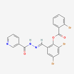 molecular formula C20H12Br3N3O3 B11557679 2,4-dibromo-6-{(E)-[2-(pyridin-3-ylcarbonyl)hydrazinylidene]methyl}phenyl 2-bromobenzoate 