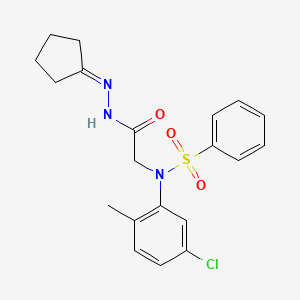 molecular formula C20H22ClN3O3S B11557695 N-(5-Chloro-2-methylphenyl)-N-[(N'-cyclopentylidenehydrazinecarbonyl)methyl]benzenesulfonamide 