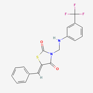 (5Z)-5-(Phenylmethylidene)-3-({[3-(trifluoromethyl)phenyl]amino}methyl)-1,3-thiazolidine-2,4-dione