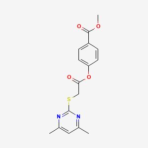 molecular formula C16H16N2O4S B11557703 Methyl 4-({[(4,6-dimethylpyrimidin-2-yl)sulfanyl]acetyl}oxy)benzoate 