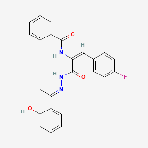 molecular formula C24H20FN3O3 B11557706 N-[(1E)-1-(4-fluorophenyl)-3-{(2E)-2-[1-(2-hydroxyphenyl)ethylidene]hydrazinyl}-3-oxoprop-1-en-2-yl]benzamide 