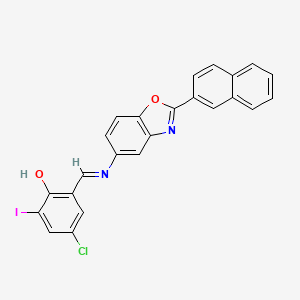 4-chloro-2-iodo-6-[(E)-{[2-(naphthalen-2-yl)-1,3-benzoxazol-5-yl]imino}methyl]phenol