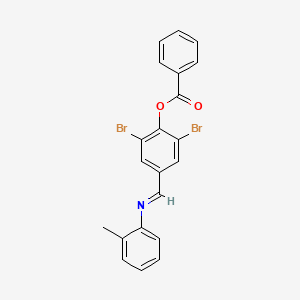 2,6-Dibromo-4-[(E)-[(2-methylphenyl)imino]methyl]phenyl benzoate