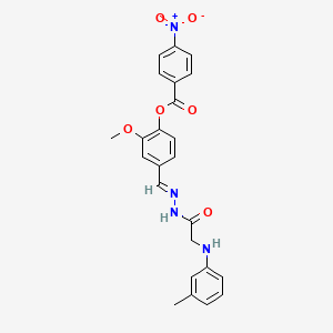 molecular formula C24H22N4O6 B11557755 2-Methoxy-4-[(E)-({2-[(3-methylphenyl)amino]acetamido}imino)methyl]phenyl 4-nitrobenzoate 