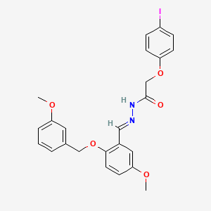 molecular formula C24H23IN2O5 B11557772 2-(4-iodophenoxy)-N'-[(E)-{5-methoxy-2-[(3-methoxybenzyl)oxy]phenyl}methylidene]acetohydrazide 