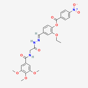 2-Ethoxy-4-[(E)-({2-[(3,4,5-trimethoxyphenyl)formamido]acetamido}imino)methyl]phenyl 4-nitrobenzoate