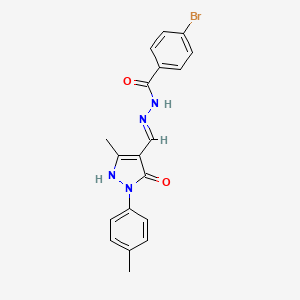 4-bromo-N'-{[3-methyl-1-(4-methylphenyl)-5-oxo-1,5-dihydro-4H-pyrazol-4-ylidene]methyl}benzohydrazide