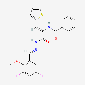 molecular formula C22H17I2N3O3S B11557794 N-[(1Z)-3-[(2E)-2-(3,5-diiodo-2-methoxybenzylidene)hydrazinyl]-3-oxo-1-(thiophen-2-yl)prop-1-en-2-yl]benzamide 