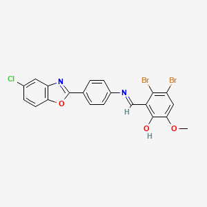 3,4-dibromo-2-[(E)-{[4-(5-chloro-1,3-benzoxazol-2-yl)phenyl]imino}methyl]-6-methoxyphenol