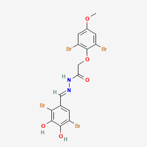 molecular formula C16H12Br4N2O5 B11557868 N'-[(E)-(2,5-dibromo-3,4-dihydroxyphenyl)methylidene]-2-(2,6-dibromo-4-methoxyphenoxy)acetohydrazide 