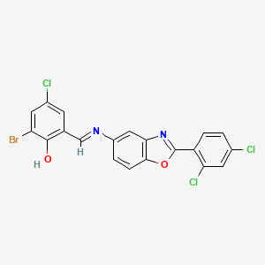 2-bromo-4-chloro-6-[(E)-{[2-(2,4-dichlorophenyl)-1,3-benzoxazol-5-yl]imino}methyl]phenol