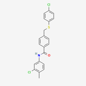 molecular formula C21H17Cl2NOS B11557929 N-(3-chloro-4-methylphenyl)-4-{[(4-chlorophenyl)sulfanyl]methyl}benzamide 