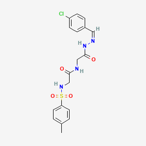 molecular formula C18H19ClN4O4S B11557936 N-({N'-[(Z)-(4-Chlorophenyl)methylidene]hydrazinecarbonyl}methyl)-2-(4-methylbenzenesulfonamido)acetamide 